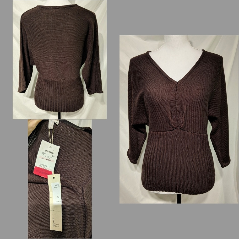 🎈SALE🎈Simona Spelta V Neck Brown Sweater NWT